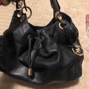 Michael Kors black leather shoulder bag